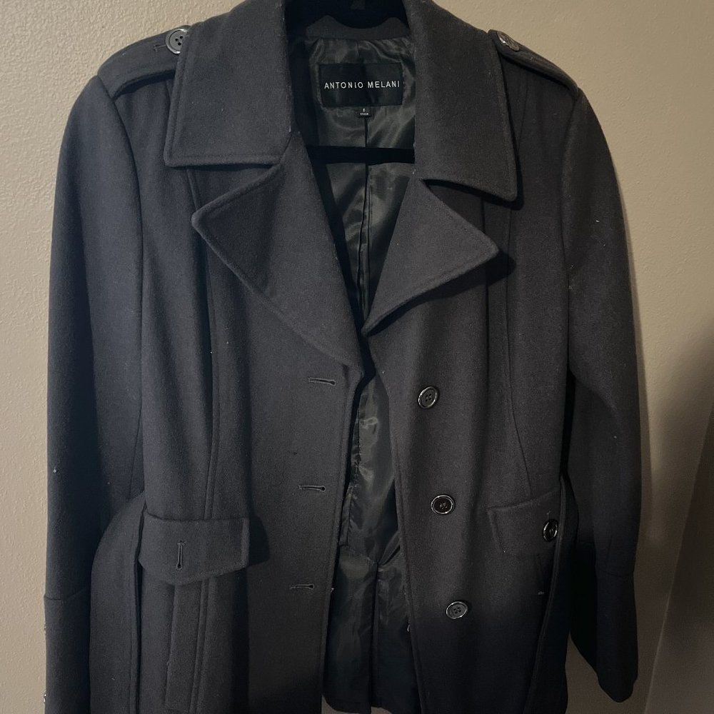 Antonio Melani womens Gray Wool Peacoat Button Closure